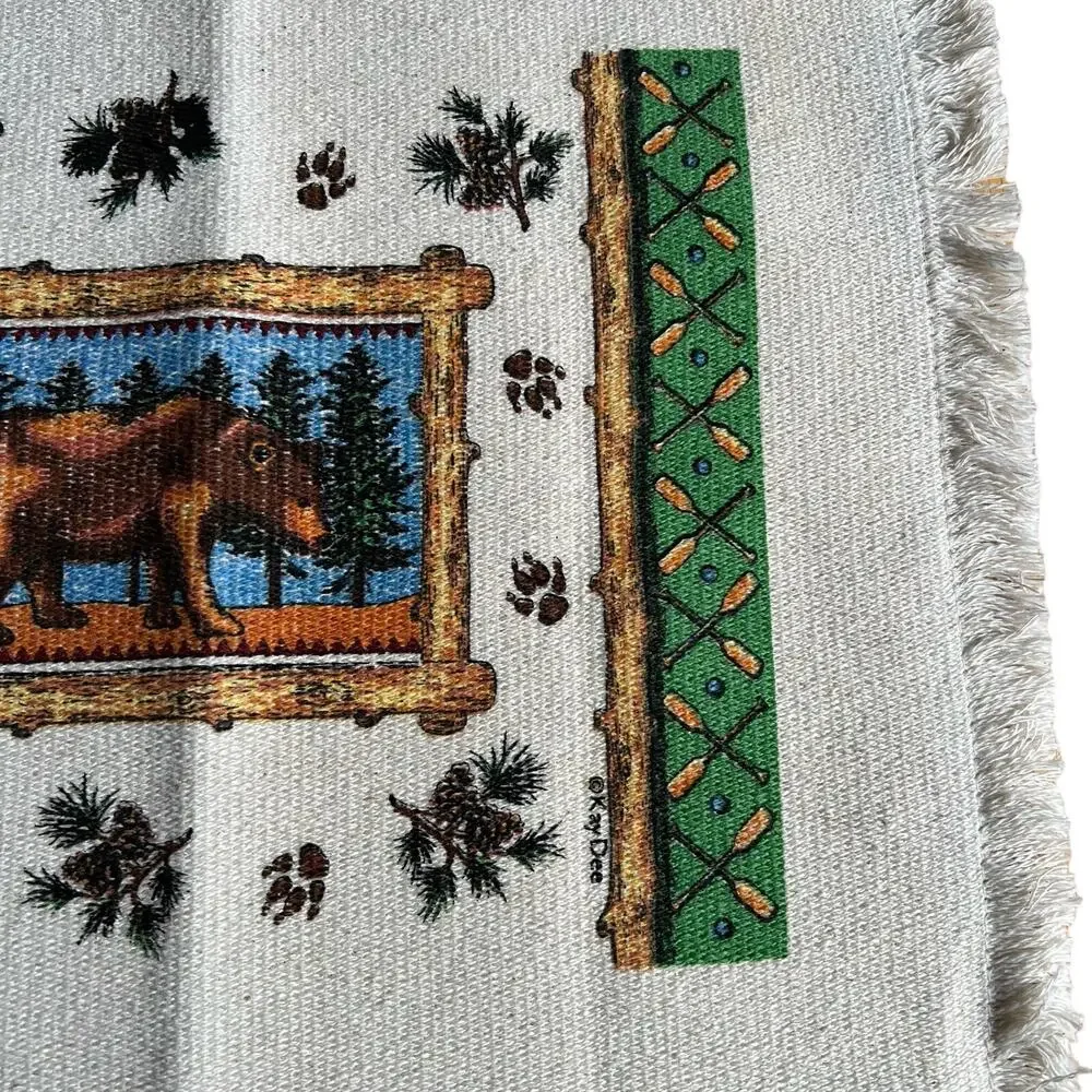 Vintage 2 Kay Dee placemats brown bear cabin decor